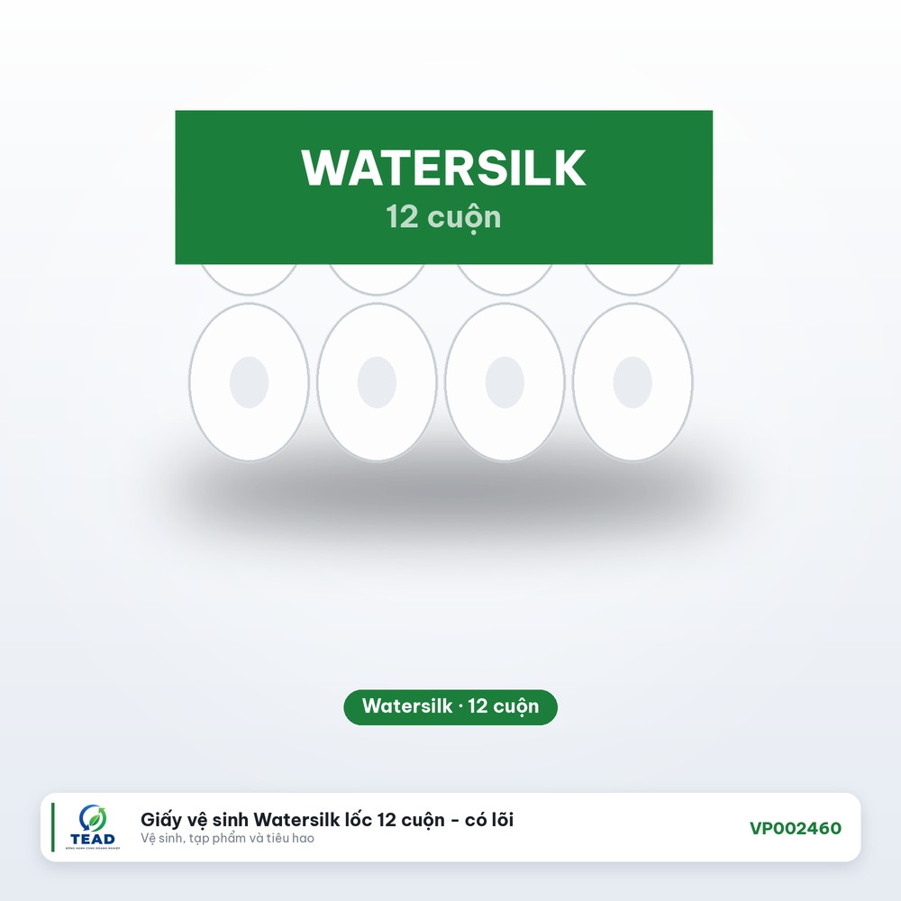 [VP002460] Giấy vệ sinh Watersilk lốc 12 cuộn - có lõi