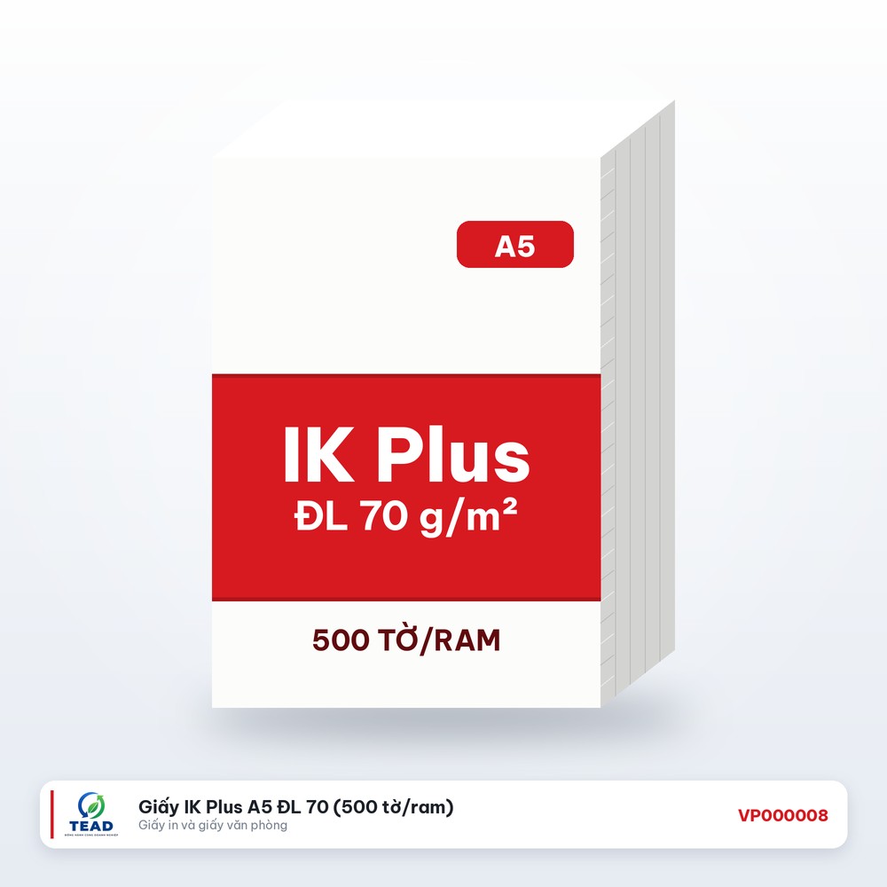 [VP000008] Giấy IK Plus A5 ĐL 70 (500 tờ/ram)