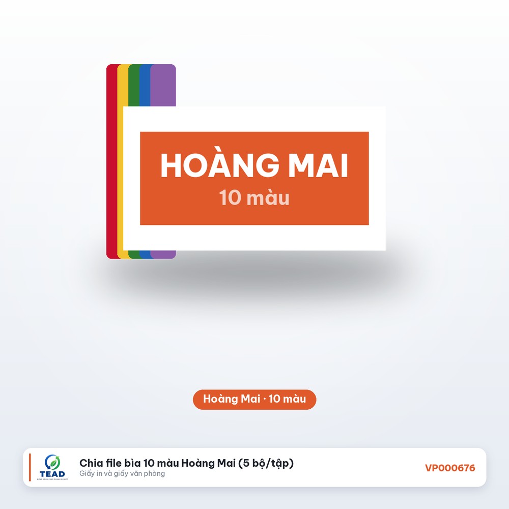 [VP000676] Chia file bìa 10 màu Hoàng Mai (5 bộ/tập)