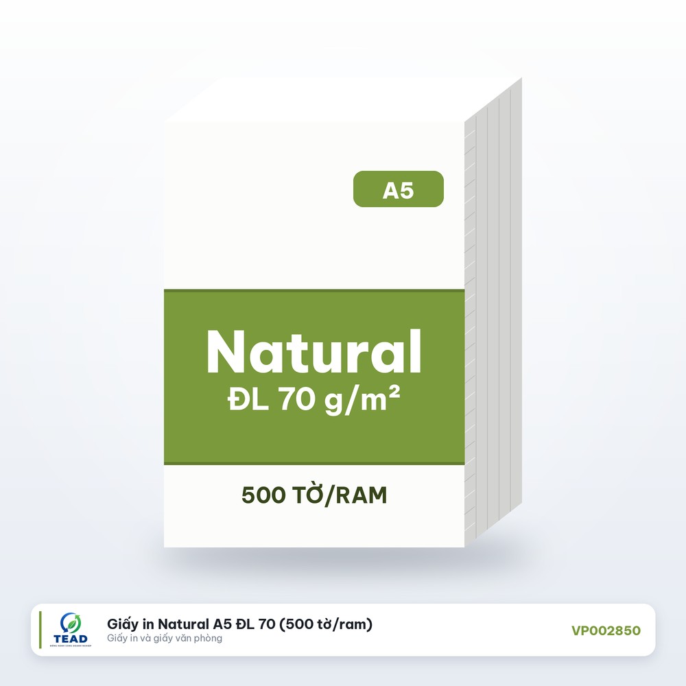 [VP002850] Giấy in Natural A5 ĐL 70 (500 tờ/ram)