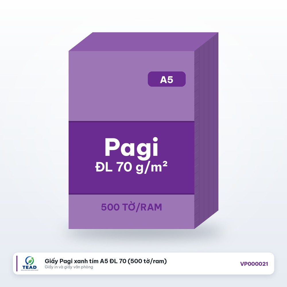 [VP000021] Giấy Pagi xanh tím A5 ĐL 70 (500 tờ/ram)
