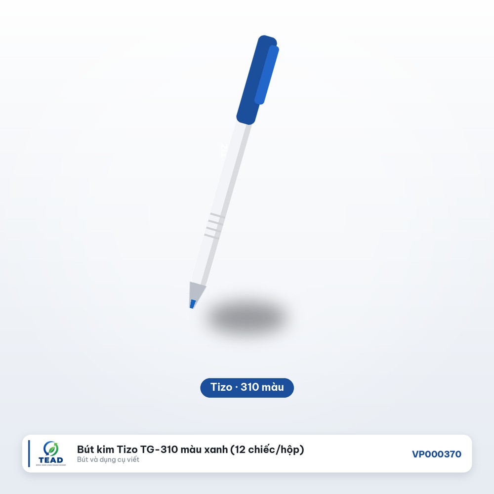 [VP000370] Bút kim Tizo TG-310 màu xanh (12 chiếc/hộp)