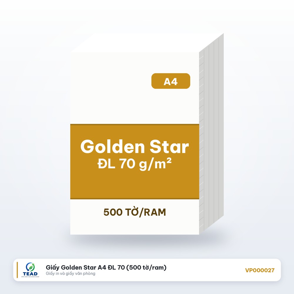 [VP000027] Giấy Golden Star A4 ĐL 70 (500 tờ/ram)