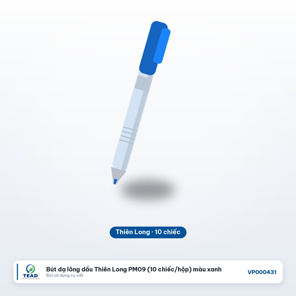 [VP000431] Bút dạ lông dầu Thiên Long PM09 (10 chiếc/hộp) màu xanh