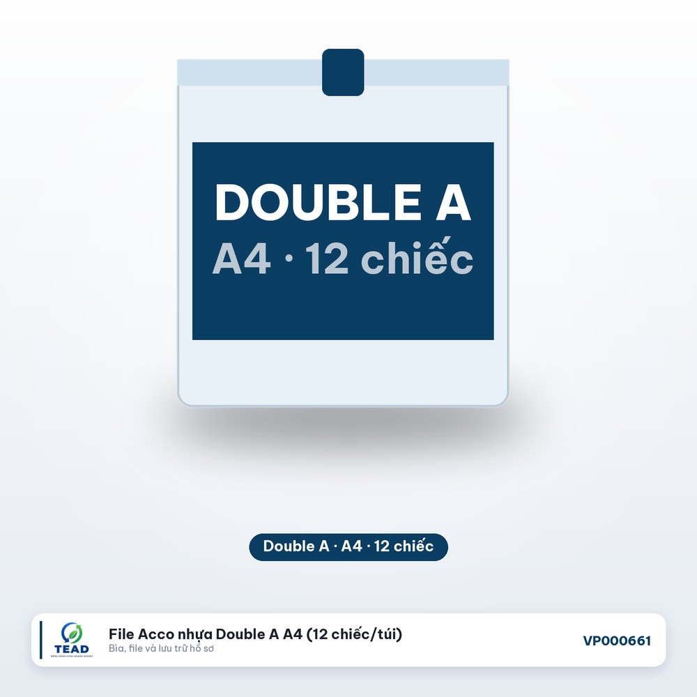 [VP000661] File Acco nhựa Double A A4 (12 chiếc/túi)
