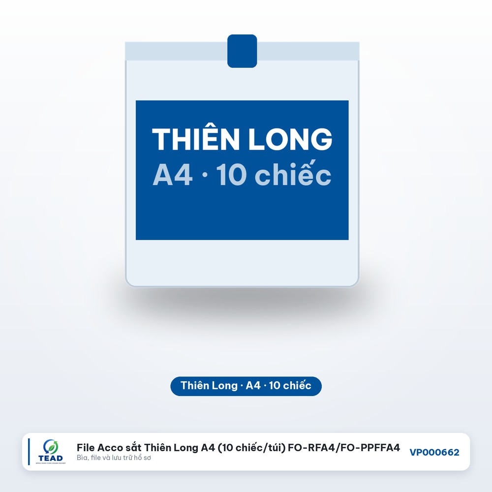 [VP000662] File Acco sắt Thiên Long A4 (10 chiếc/túi) FO-RFA4/FO-PPFFA4