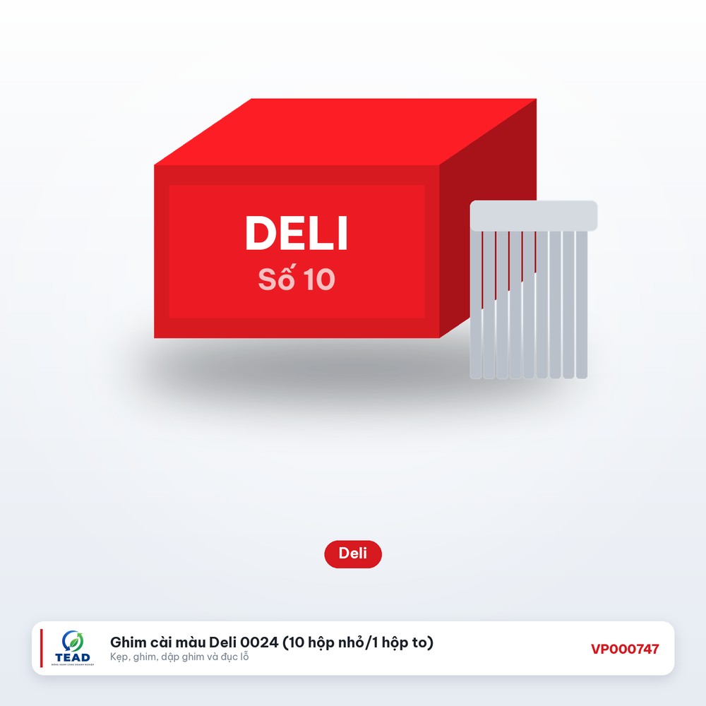 [VP000747] Ghim cài màu Deli 0024 (10 hộp nhỏ/1 hộp to)