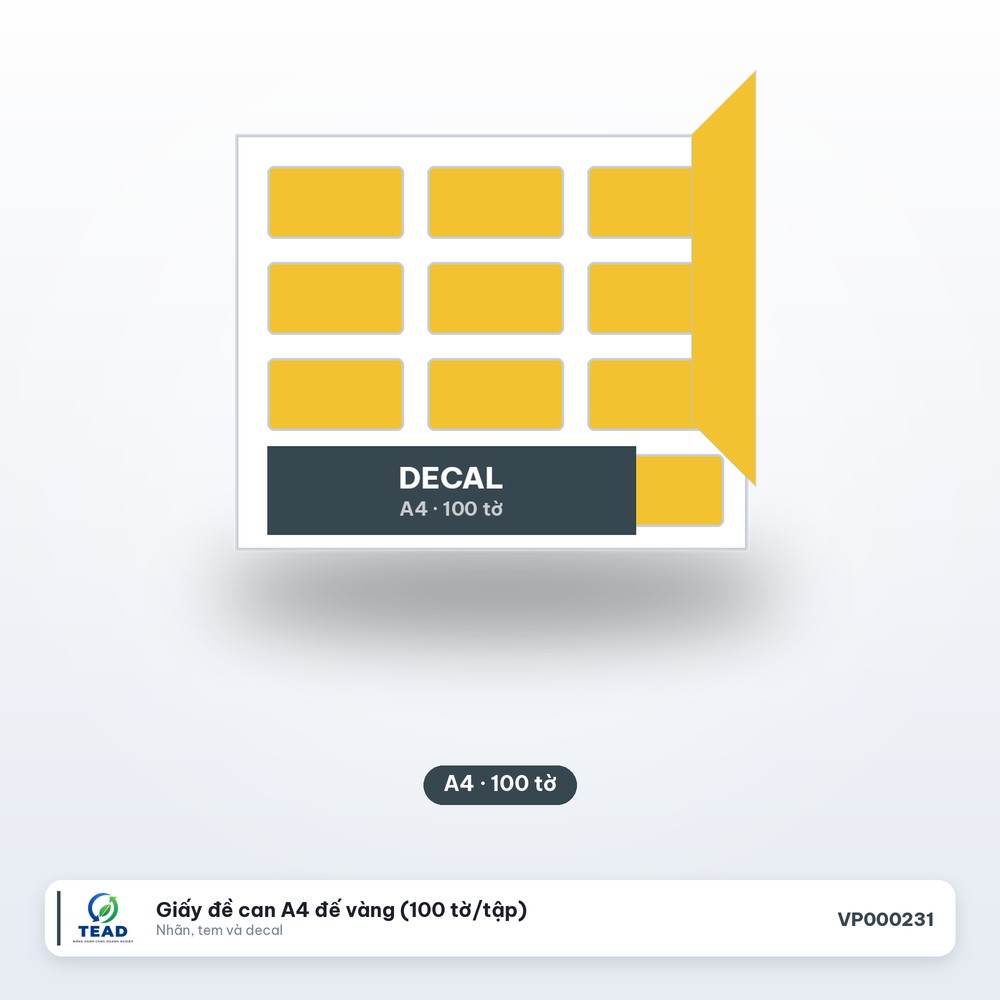 [VP000231] Giấy đề can A4 đế vàng (100 tờ/tập)
